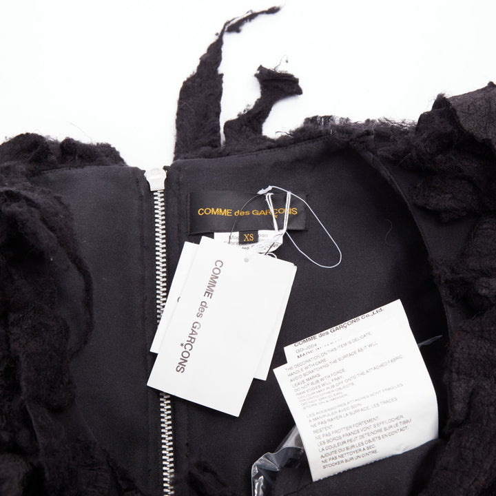 COMME DES GARCONS 2019 Runway black shredded silk fringe multi sleeve top XS