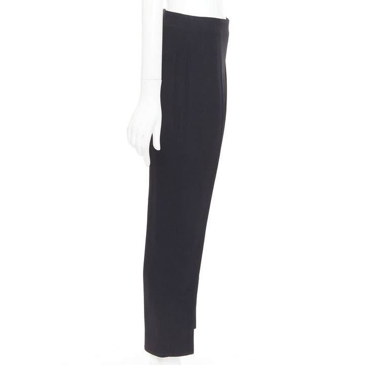 ALEXANDER MCQUEEN black silky slit front high waisted cropped pants IT40 S