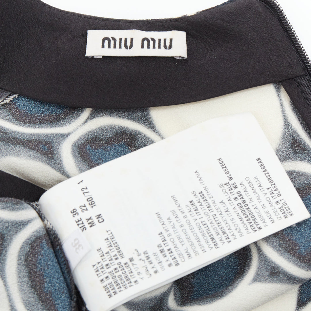 MIU MIU 2012 black white blue circle print sleeveless tank top IT36 XXS