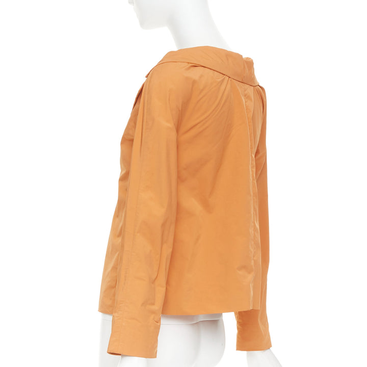 MARNI orange nylon blend notch lapel single breasted cropped blazer IT36 XXS