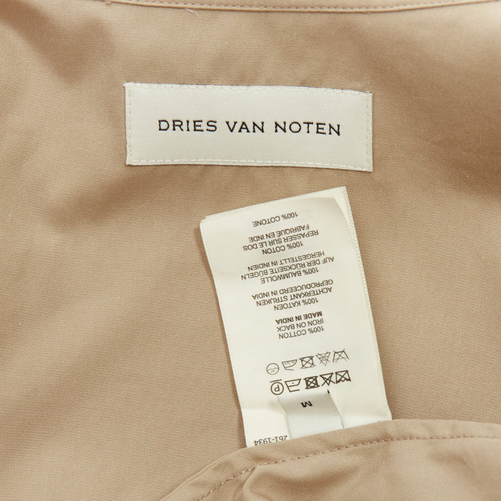 DRIES VAN NOTEN 2024 Casia beige sequin bead embellished cotton shirt M