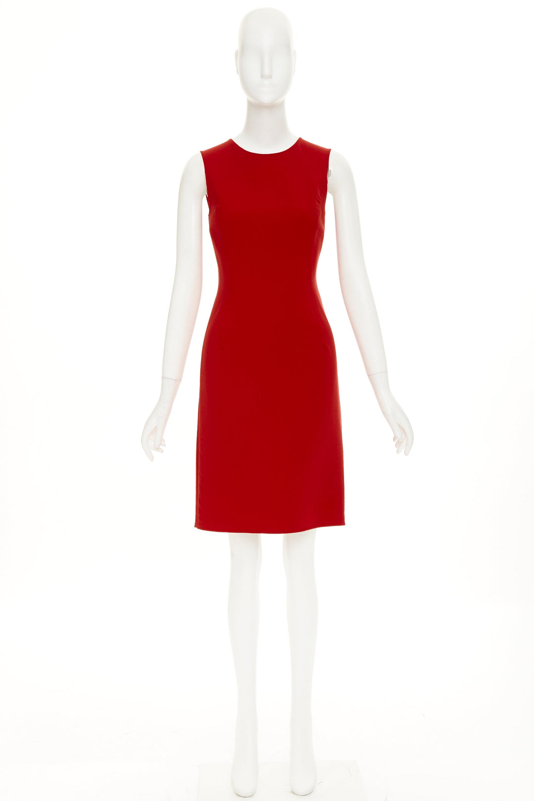 OSCAR DE LA RENTA S18 red virgin wool crepe shift dress US0 XXS
