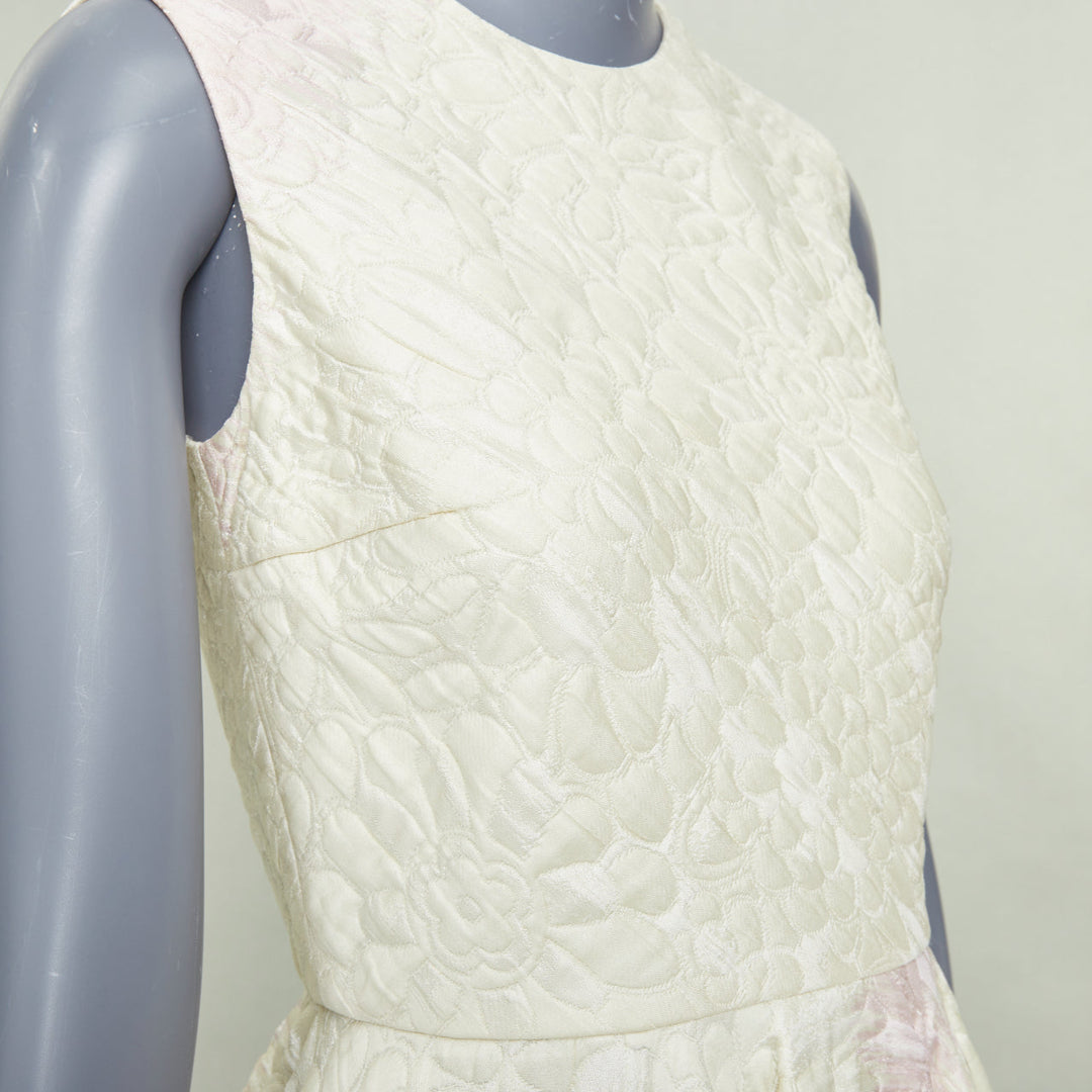 GIAMBATTISTA VALLI 2017 champagne pink cloque jacquard flare dress IT42 M