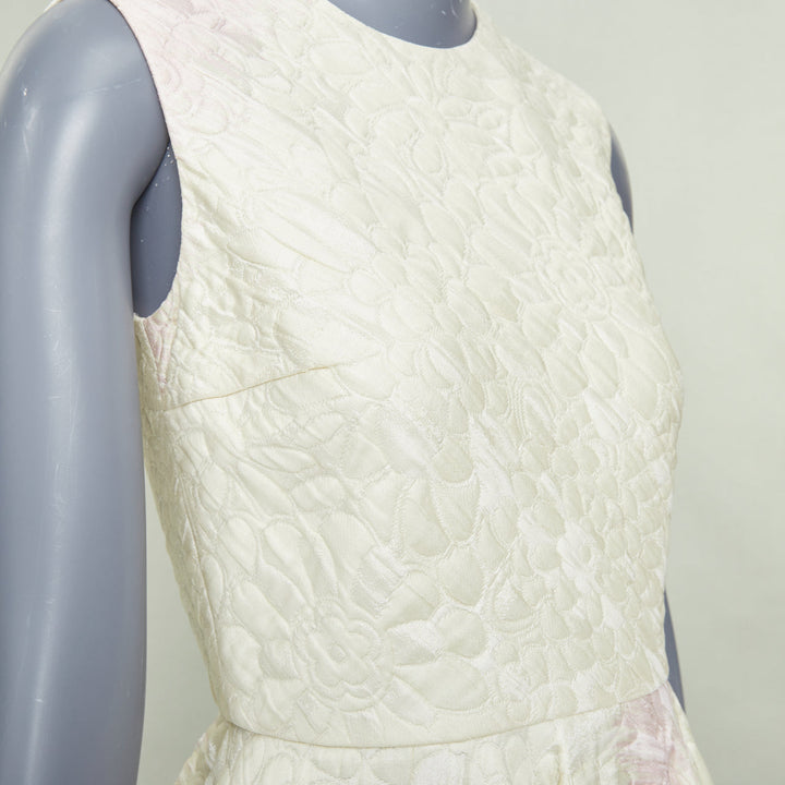GIAMBATTISTA VALLI 2017 champagne pink cloque jacquard flare dress IT42 M
