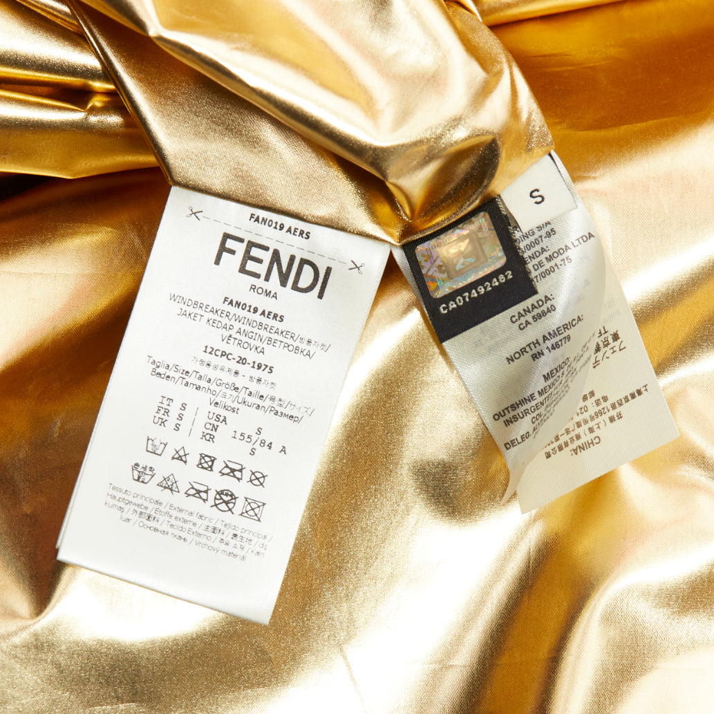 FENDI K-WAY metallic gold black FF reversible waterproof windbreaker S