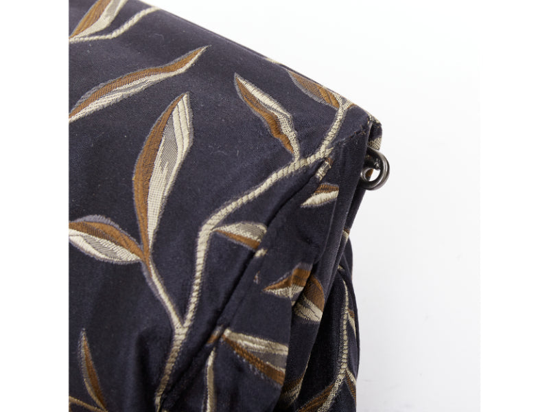 PRADA 1997 Vintage Runway Raso Calla Lily black chinoiserie pouch clutch bag