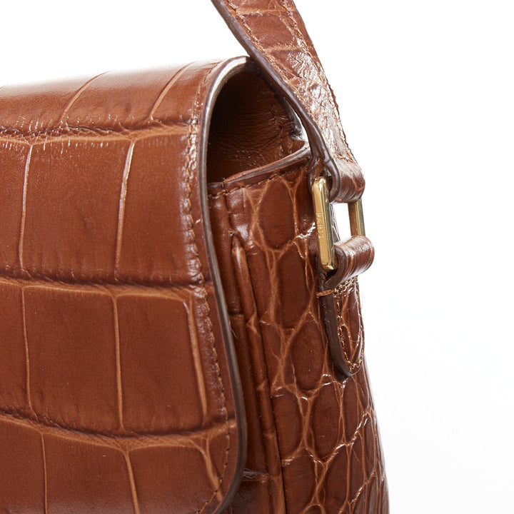 CELINE Medium Tassel brown embossed cow hide leather fringed crossbody bag