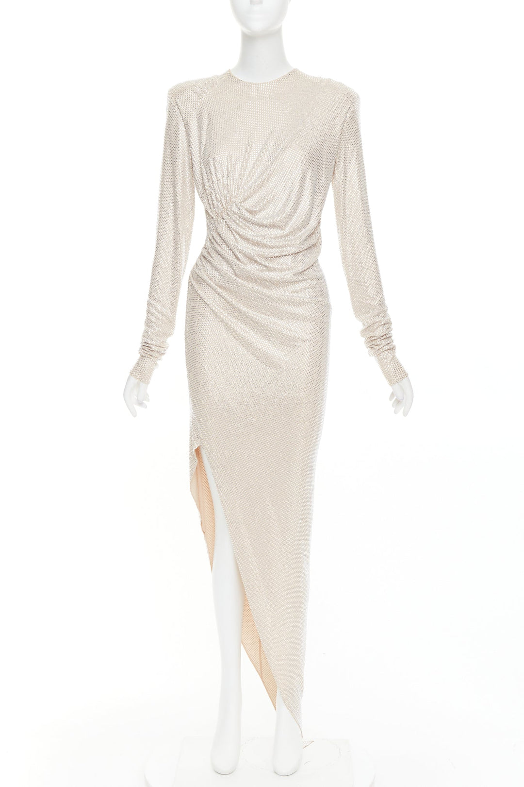 ALEXANDRE VAUTHIER Bridal ivory diamond strass crystal asymmetric draped dress
