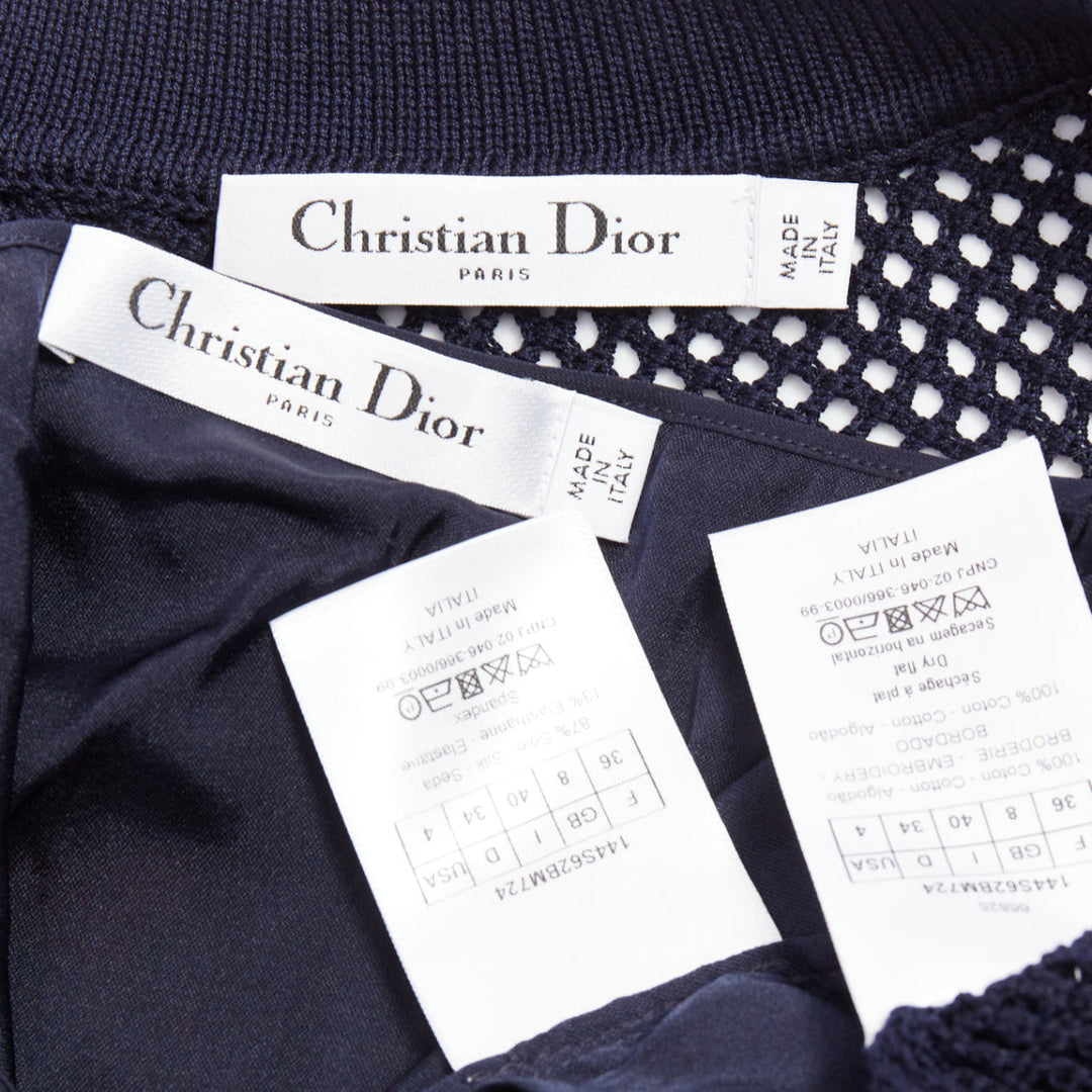 DIOR 520 Seris I Love Paris nav blue red heart knit polo shirt FR36 S