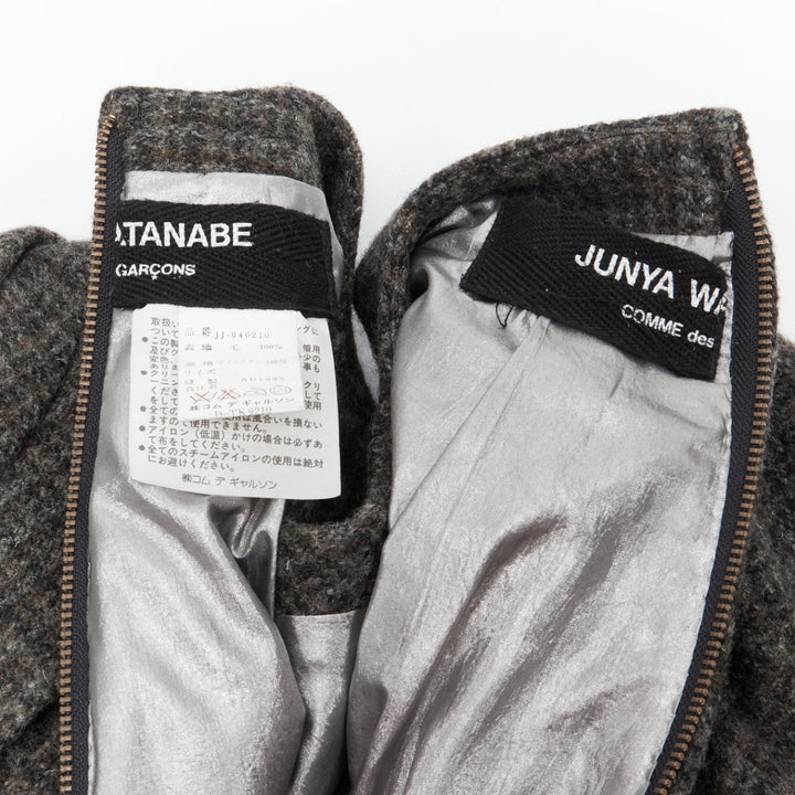 vintage JUNYA WATANABE 1995 green check tweed deconstructed reversed sleeves top