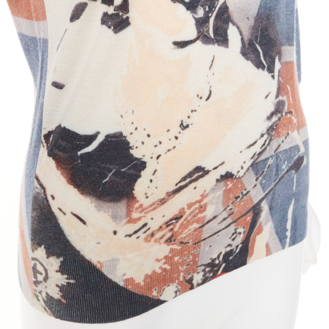 ALEXANDER MCQUEEN 2008 Queen Elizabeth Portrait Union Jack cashmere sweater S