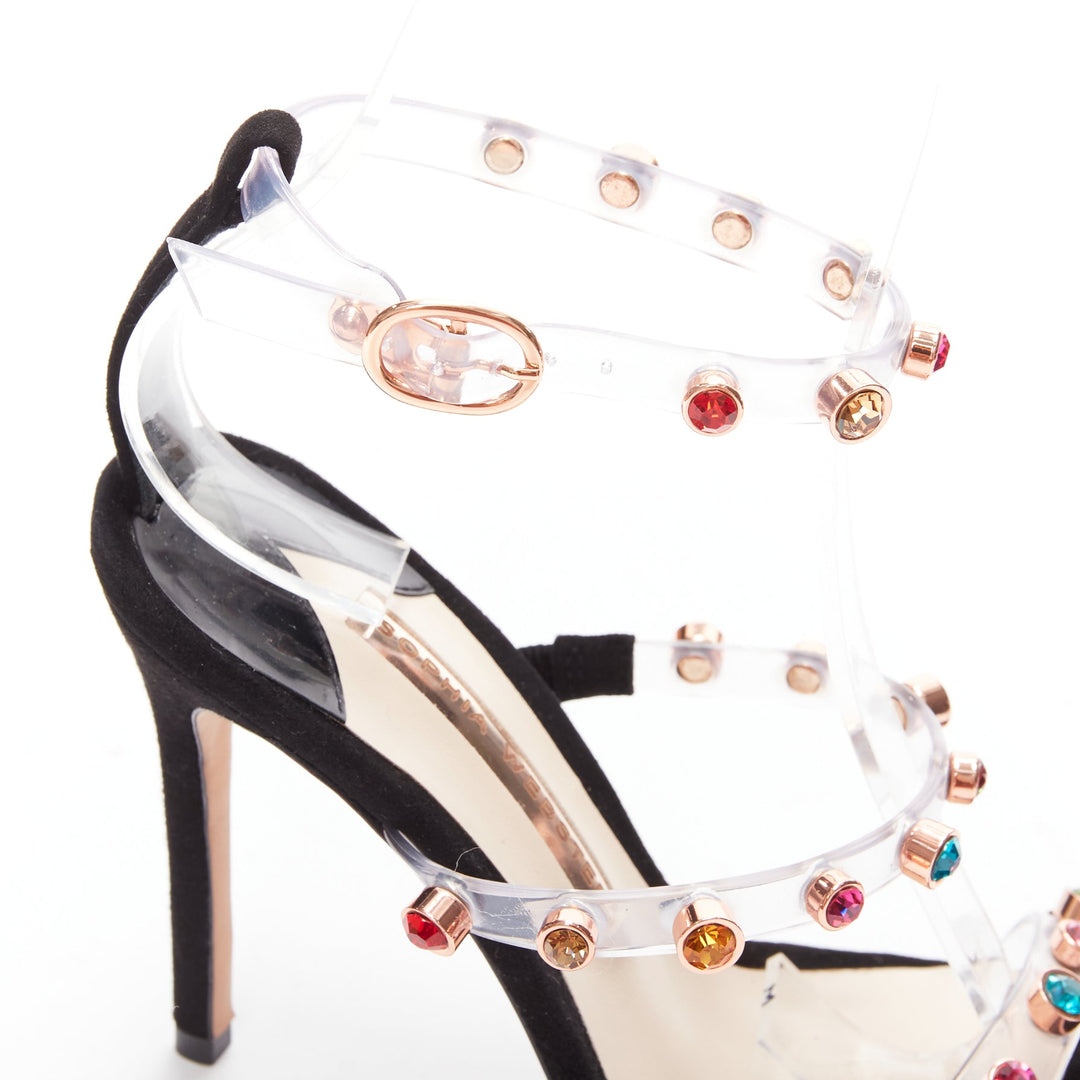 SOPHIA WEBSTER Rosalind 100 multicolor gem crystal PVC strappy heels EU38.5