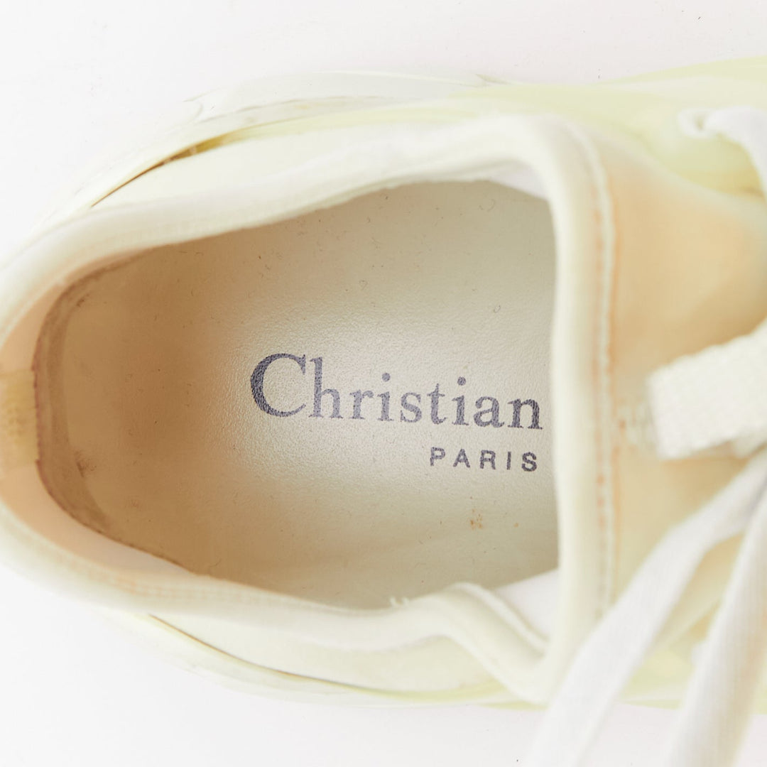 CHRISTIAN DIOR D-Connect white cream rubber layer sneakers EU38