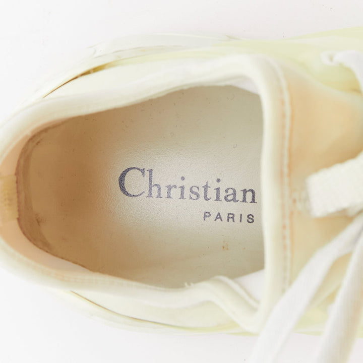 CHRISTIAN DIOR D-Connect white cream rubber layer sneakers EU38