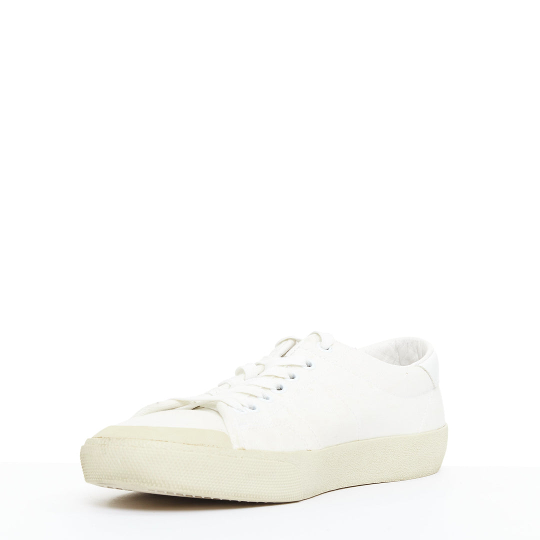 SAINT LAURENT SL/06 cream Yeah Baby embroidered canvas court sneakers EU40.5
