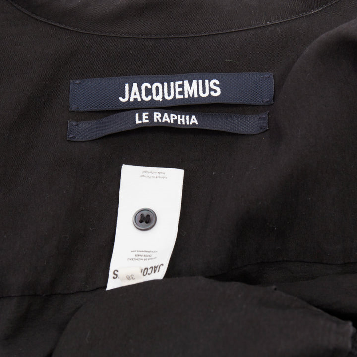 JACQUEMUS Le Splash La Robe Bahia black plunge asymmetric drape dress FR38 M
