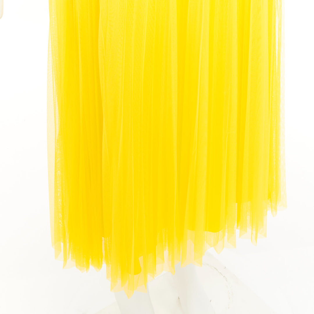 RALPH LAUREN PURPLE LABEL yellow pleated mesh silk lined midi skirt XS US0
