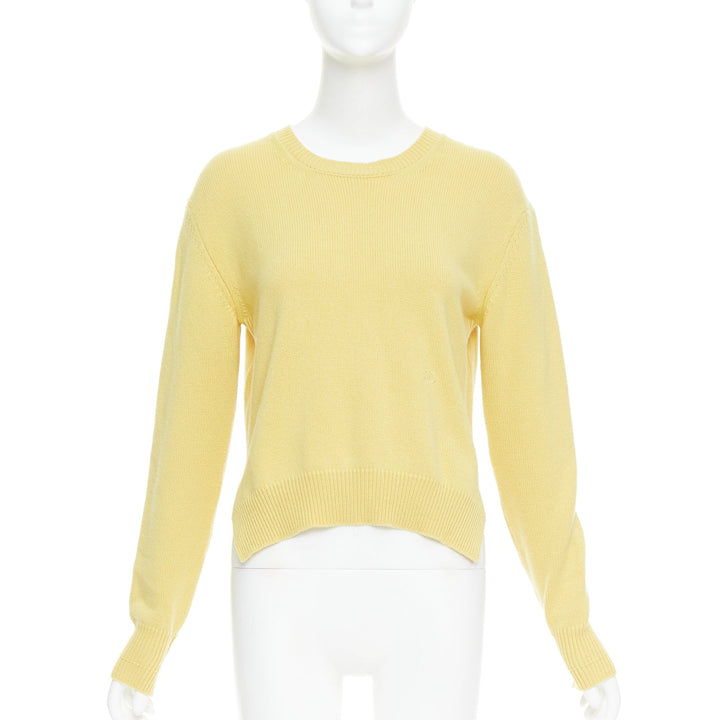 OLD CELINE Phoebe Philo yellow cashmere anagram logo sweater S