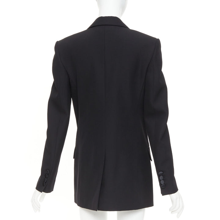 STELLA MCCARTNEY 2023 black wool satin double breasted tuxedo blazer IT38 XS