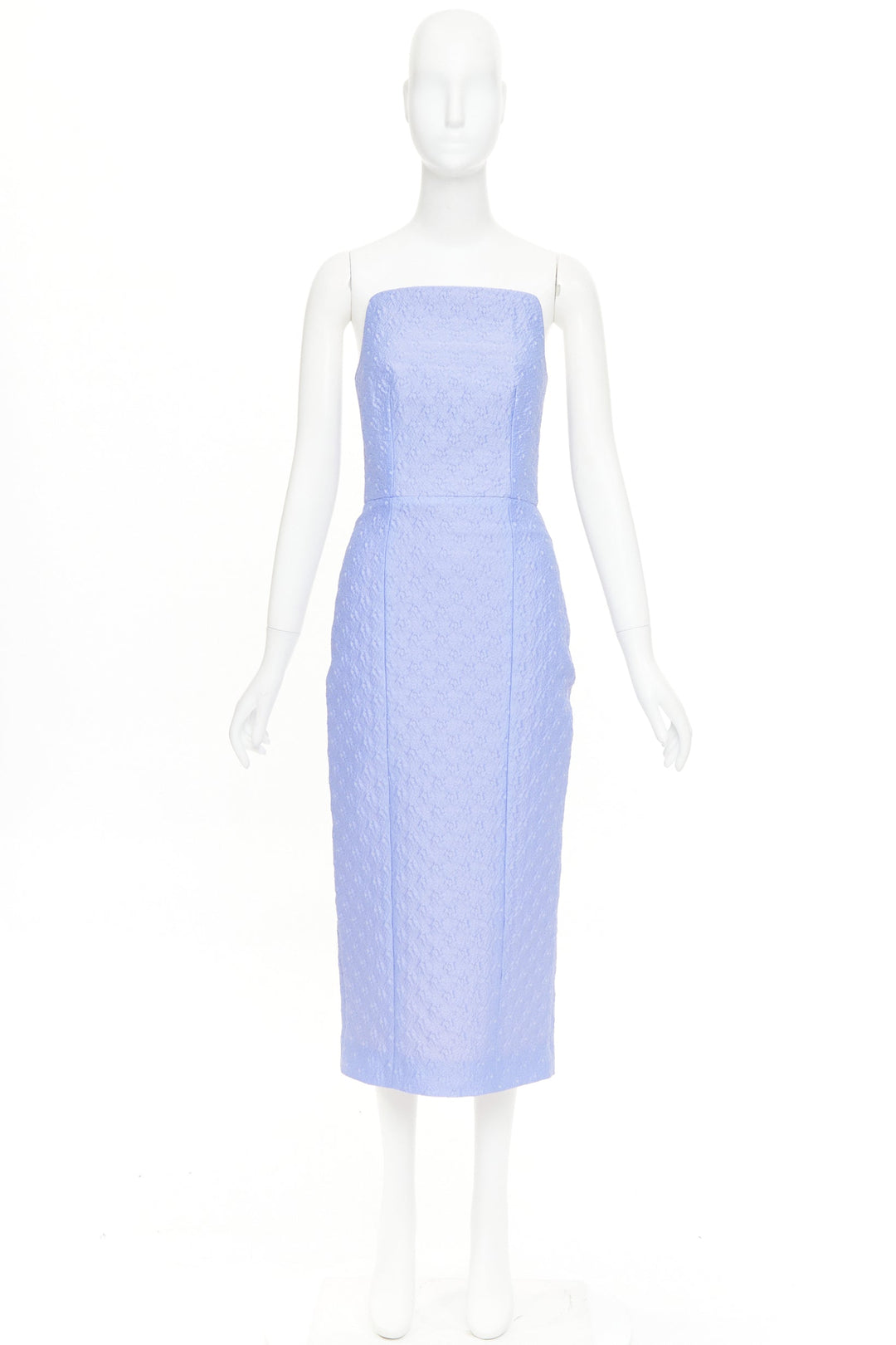 EMILIA WICKSTEAD lavender purple cloque boned square neck strapless dress UK6 XS