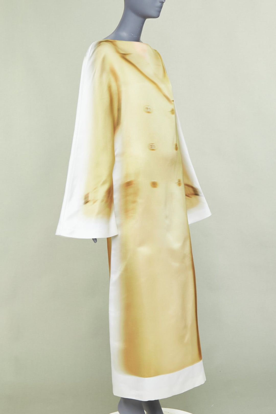 rare LOEWE JW ANDERSON 2023 Runway Trompe Loeil Blurry Trench Coat print dress