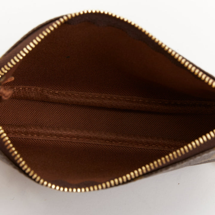 LOUIS VUITTON Mini Pochette Accessoires brown monogram canvas chain clutch pouch