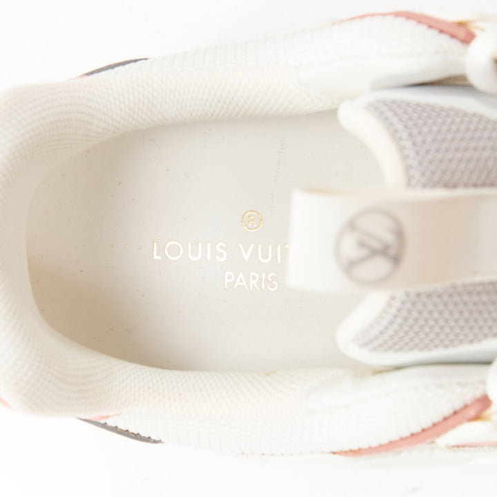 LOUIS VUITTON Run Away off white pink LV logo mesh leather sneakers EU38