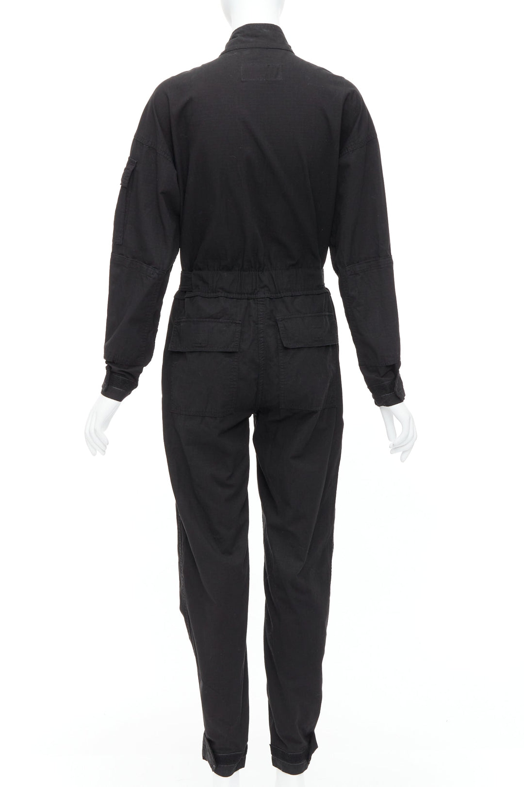 RE/DONE black cotton silver zip magic tape pocketed jumpsuit boiler suit XS