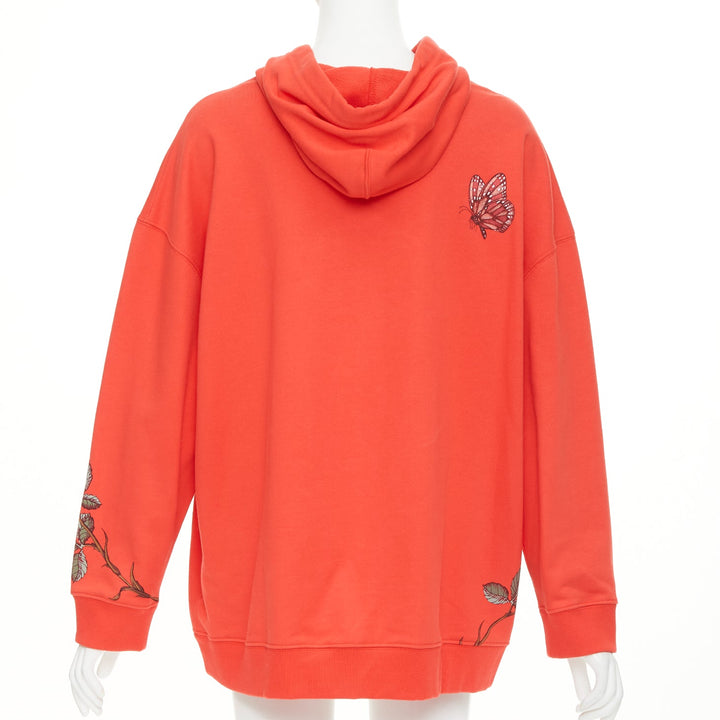 VALENTINO VLogo sequin butterfly rose embroidery oversized hoodie M