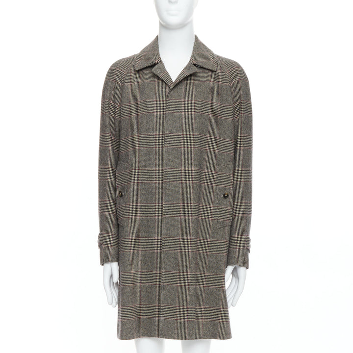 Male mannequin wearing Loro Piana Cashmere Green Storm System Beige Cashmere Men Coat in Size  M | Available at JHROP