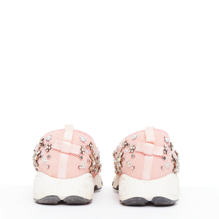 CHRISTIAN DIOR Raf Simons 2019 Fushion pink embellished dad sneakers EU35.5
