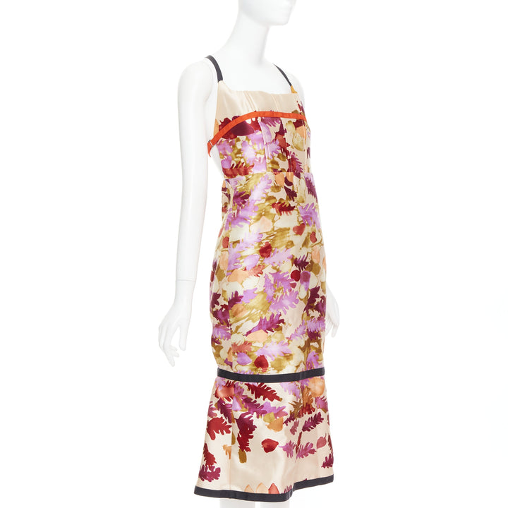 rare PRADA 1999 Runway Vintage neoprene duchess floral bondage dress IT38 XS
