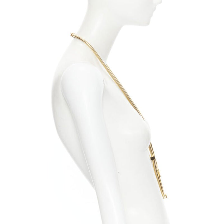 SAINT LAURENT Hedi Slimane Opium white stone geometric pendent necklace