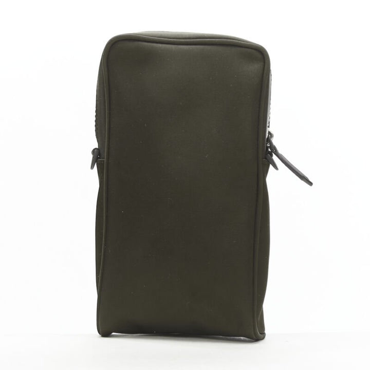 FENDI KIM JONES 2022 dark green nylon FF Vertical Baguette crossbody bag