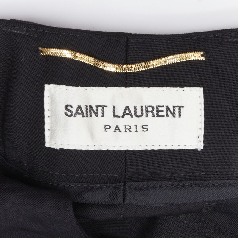 SAINT LAURENT white side braided trimming formal trousers S