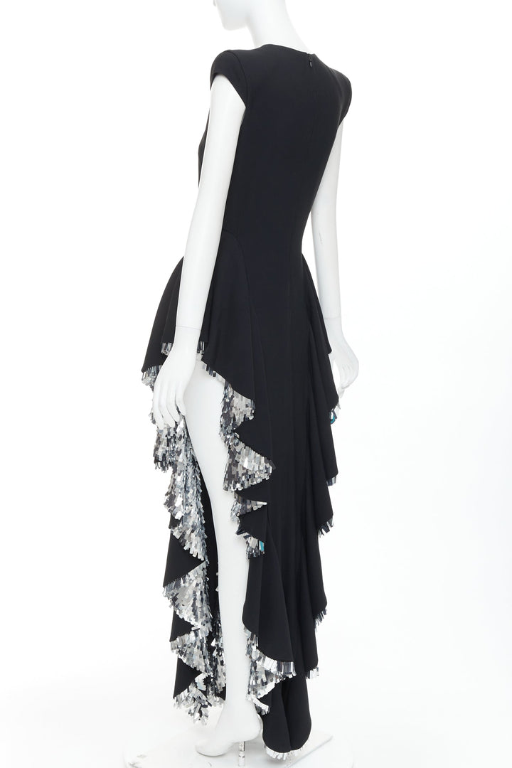 rare ALEXANDRE VAUTHIER COUTURE SS2023 Runway black silver sequin ruffle dress