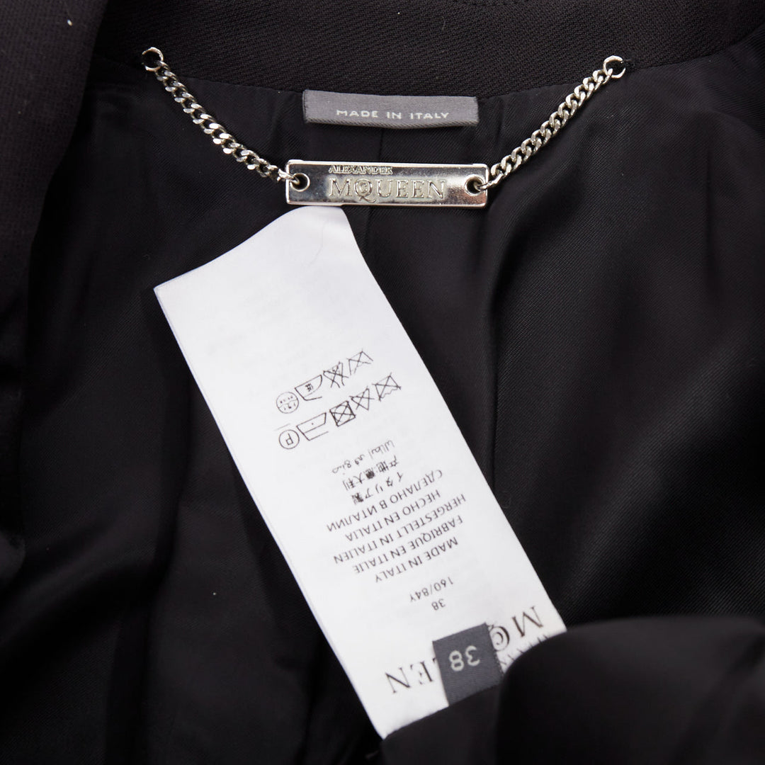 ALEXANDER MCQUEEN 2016 black wool silk sculpted peplum blazer jacket IT38 XS