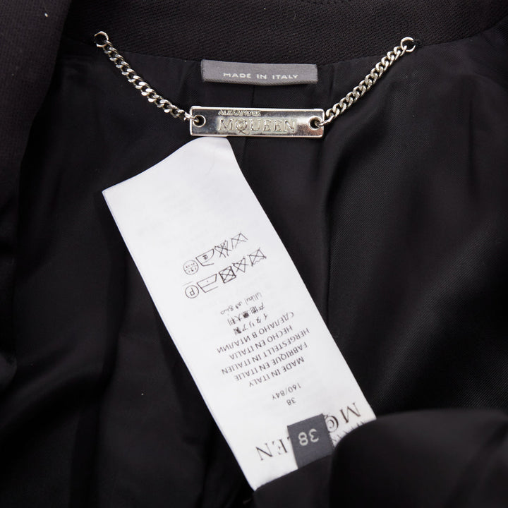 ALEXANDER MCQUEEN 2016 black wool silk sculpted peplum blazer jacket IT38 XS