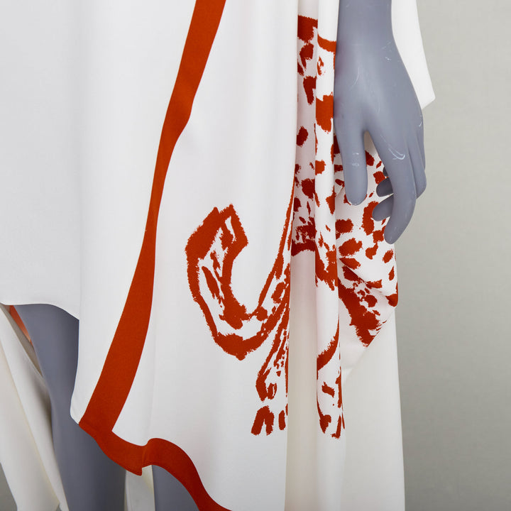 FERRAGAMO Maximilian Davis 2023 Runway red animalier print crepe draped dress S