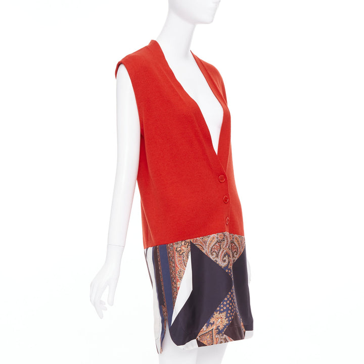 GIVENCHY Tisci 2013 Runway red black wool cotton silk paisley vest dress XS