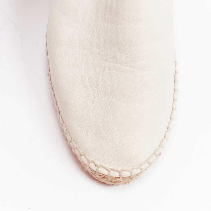 BOTTEGA VENETA white intrecciato woven leather espadrille flats shoes EU37