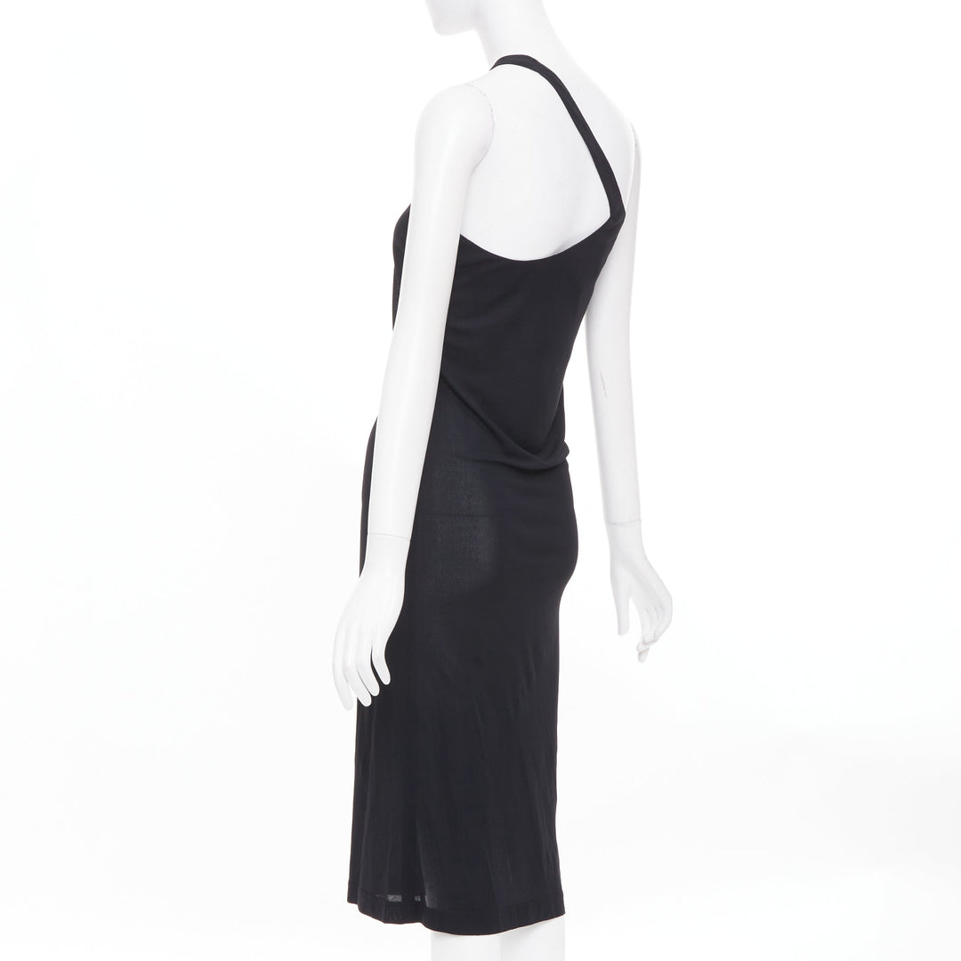 CHLOE Vintage noir viscose one shoulder asymmetrical cocktail dress FR36 S