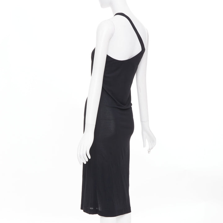 CHLOE Vintage noir viscose one shoulder asymmetrical cocktail dress FR36 S