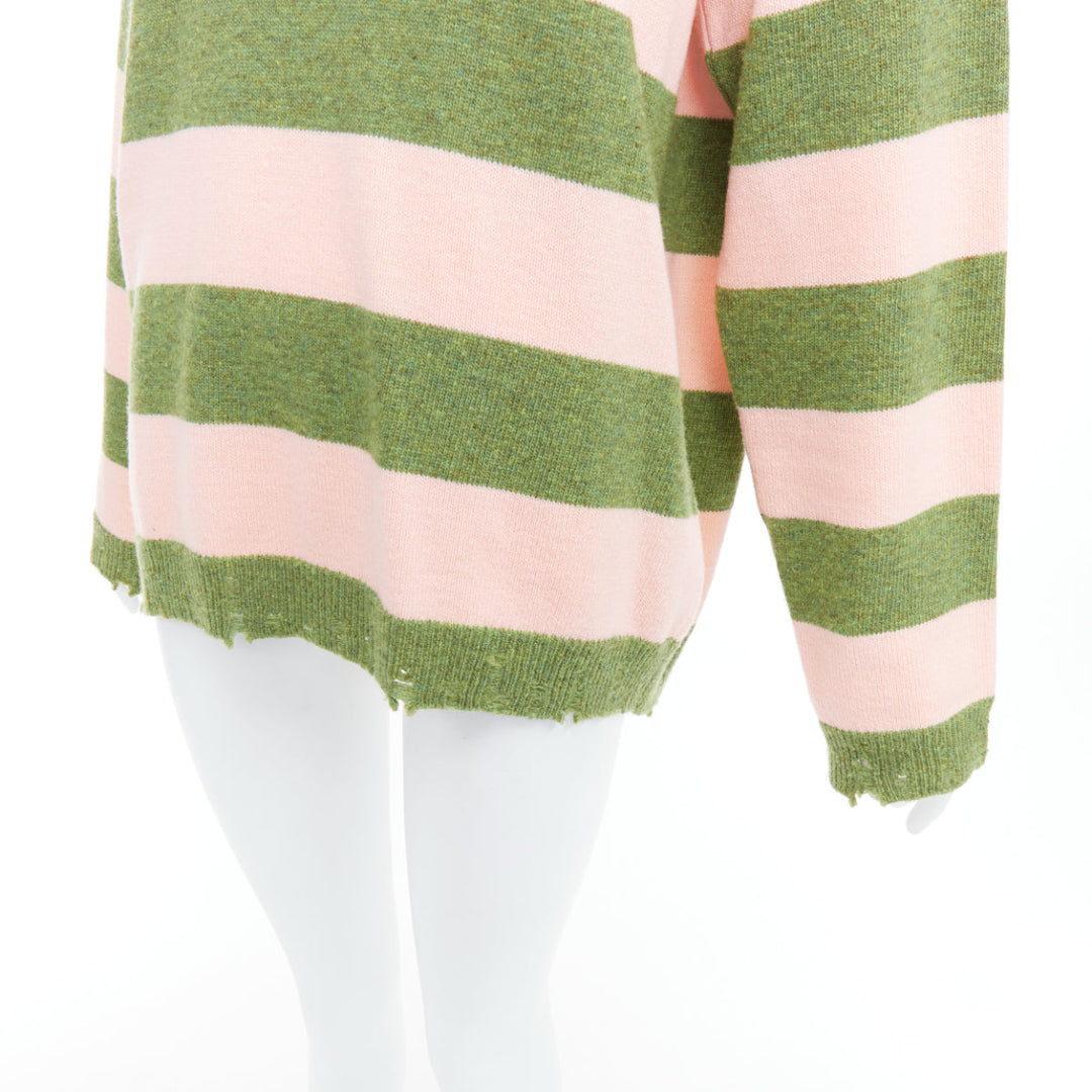 MARC JACOBS Grunge Sweater pink green distressed wool oversized sweater M