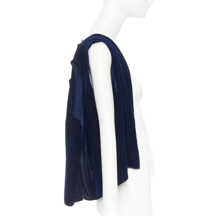 COMME DES GARCONS 1998 Vintage Fusion navy velvet black sheer deconstructed vest