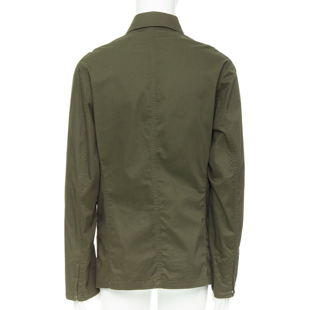 Y3 YOHJI YAMAMOTO khaki green cotton curved hem military overshirt jacket JP3 L