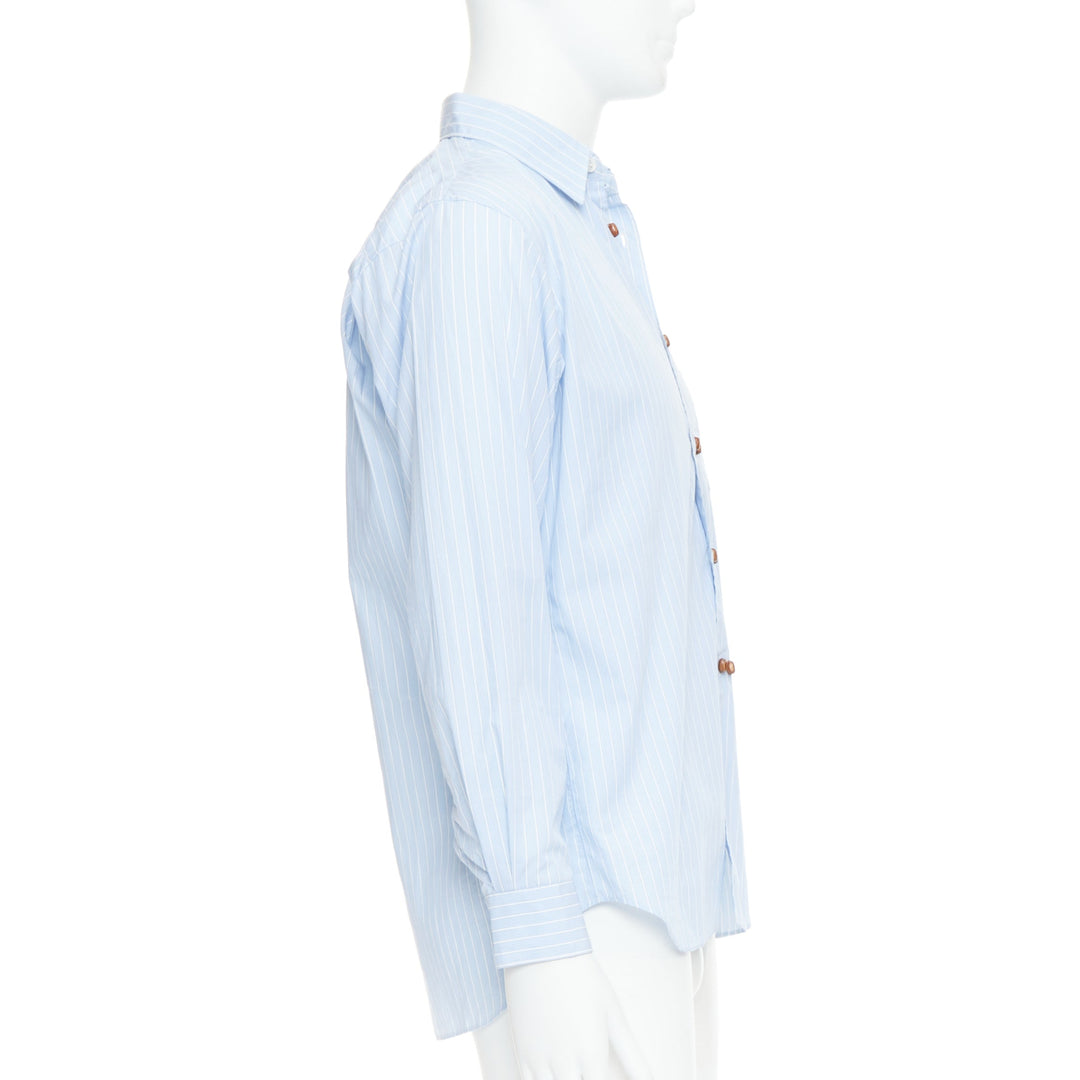 COMME DES GARCONS SHIRT blue white stripes bean shaped buttons shirt S