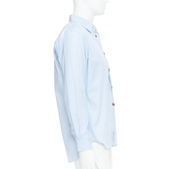 COMME DES GARCONS SHIRT blue white stripes bean shaped buttons shirt S