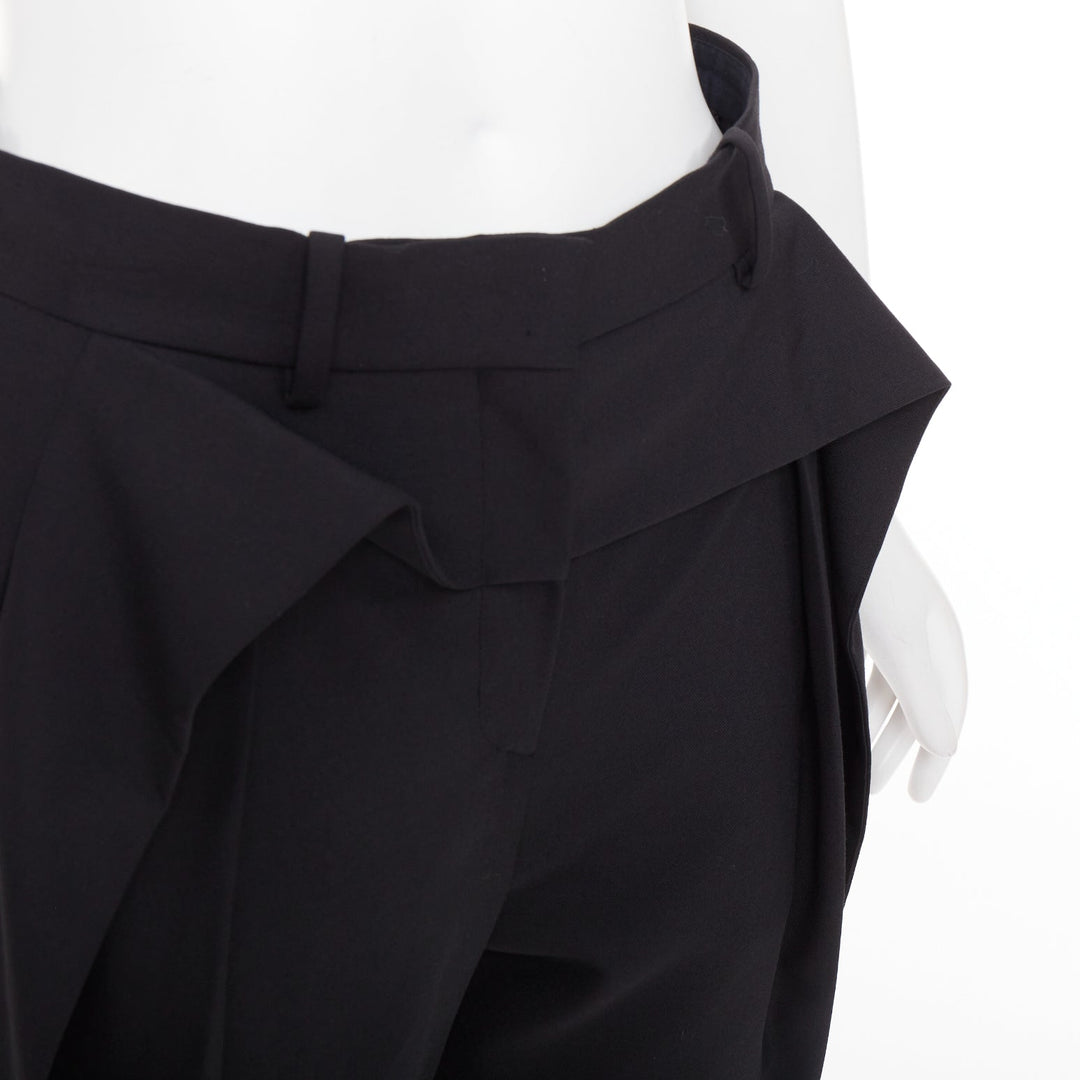BALENCIAGA black peplum ruffle high waist dress knee shorts FR36 S