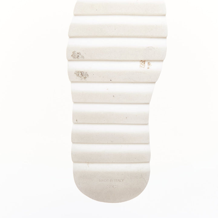 CHANEL 2024 white leather CC logo grid platform lace up wedge boots EU39